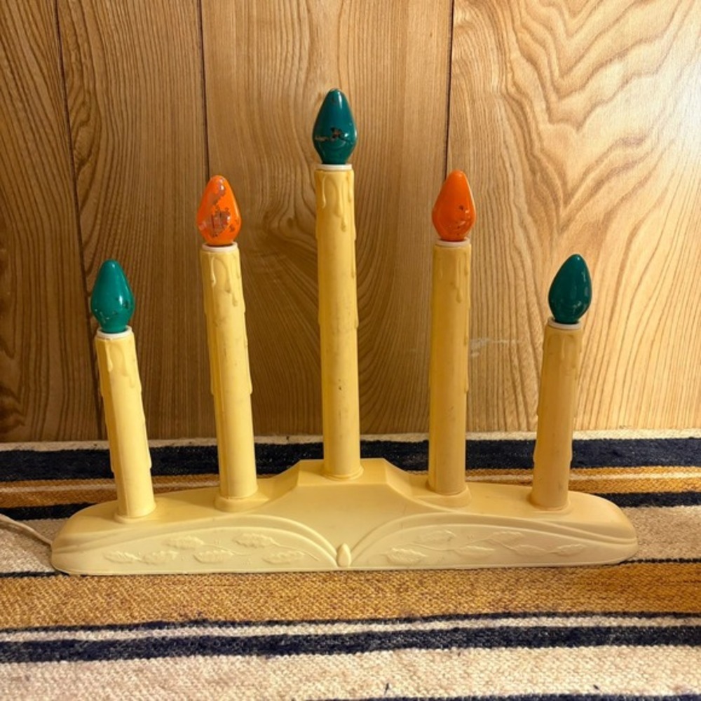 Vintage Mid Century 5 Light Electric Christmas Candelabra Window Candle UNTESTED